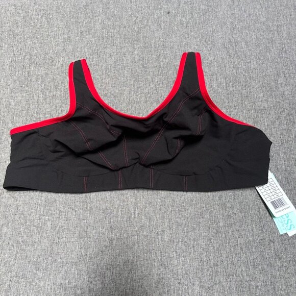 Goddess Sport Wireless Sports Bra, Black/Red 44C - Picture 2 of 8